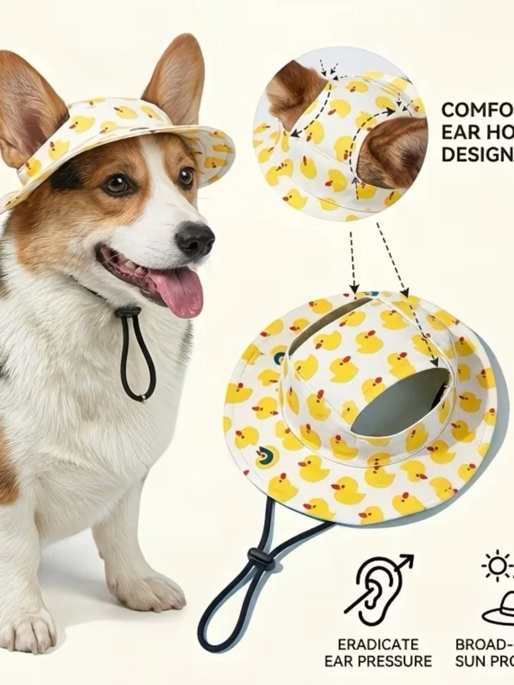 Source Unknown Yellow Duck Print Cat Bucket Hat